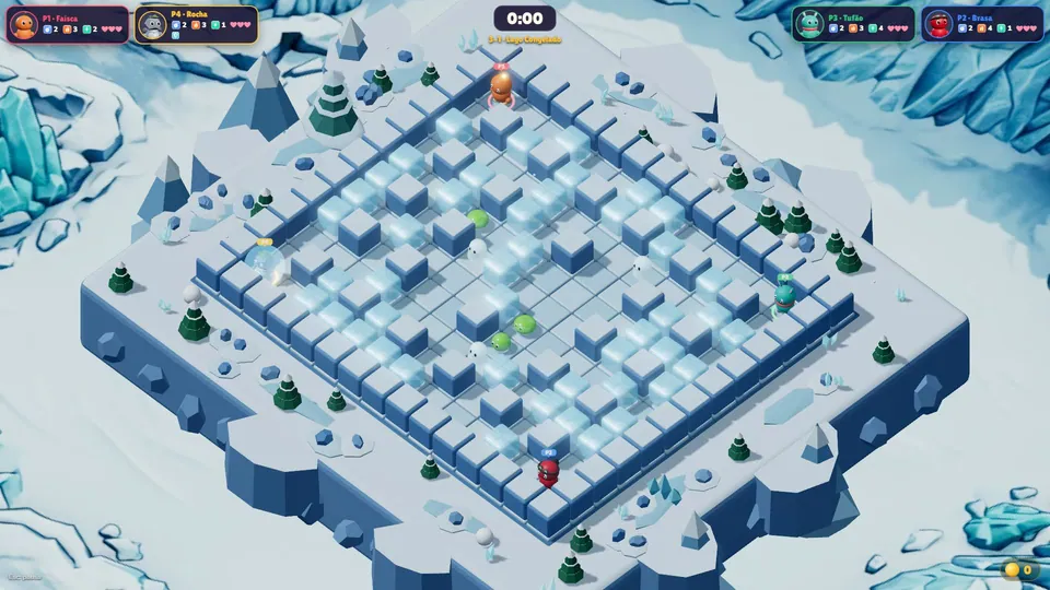 Arena coberta de neve e gelo nos Picos Gélidos.